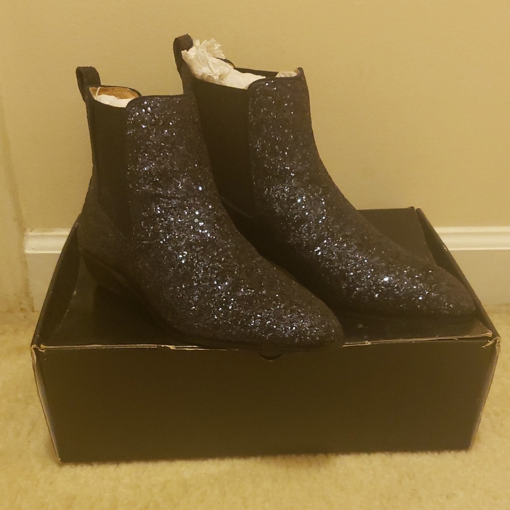 J.Crew Chelsea Glitter Ankle Boots